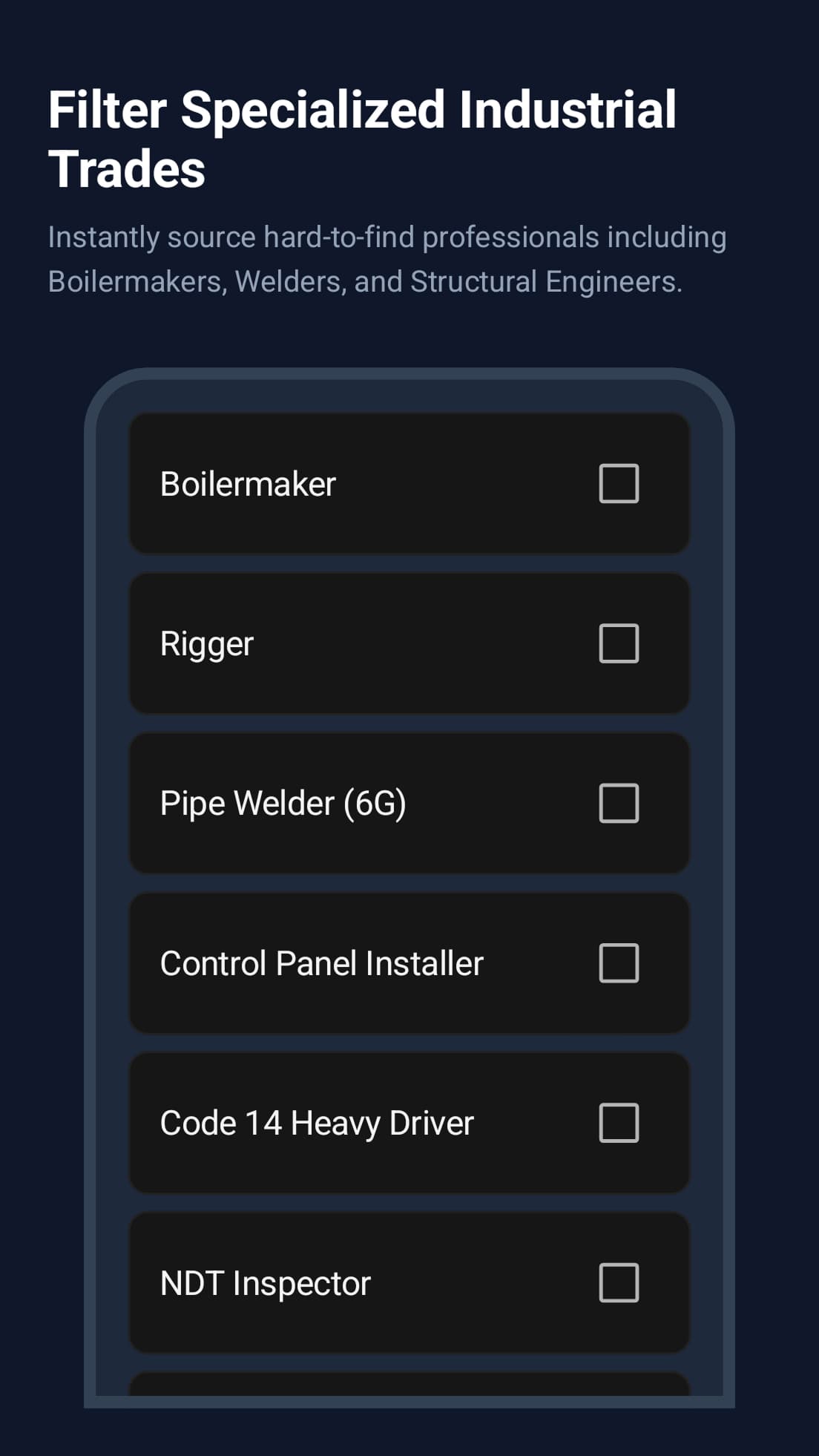 Level2 On-Demand Staffing App Interface Blue collar recruitment software - On-demand staffing app pipeline showcasing available candidates and verified workforce